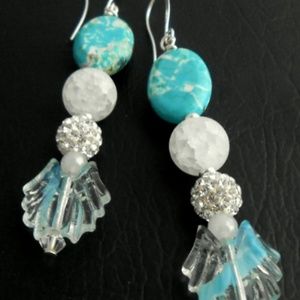 Swarovski Pave and Vintage Givre Glass Earrings